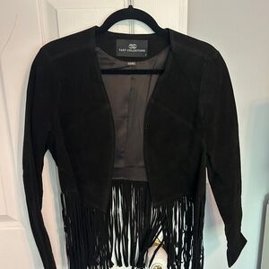 Tart Collections Black Leather Fringe Jacket